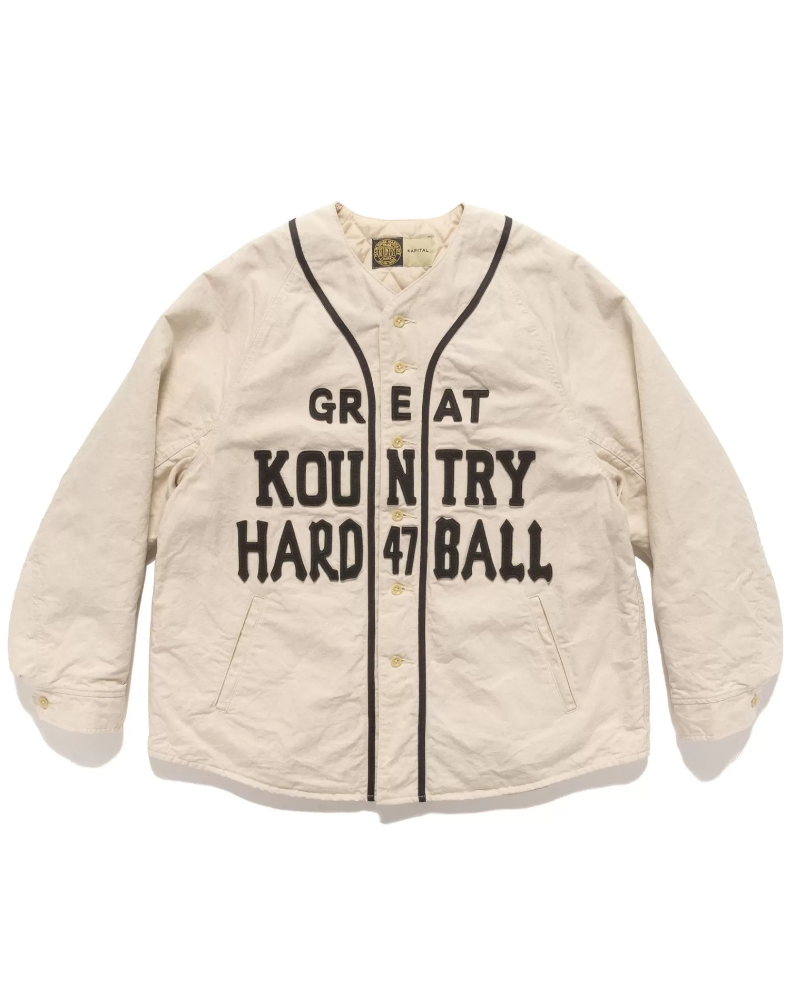 Cotton Linen Canvas X Lining Great Kountry Night Game Baseball Shirt Ecru*KAPITAL Discount