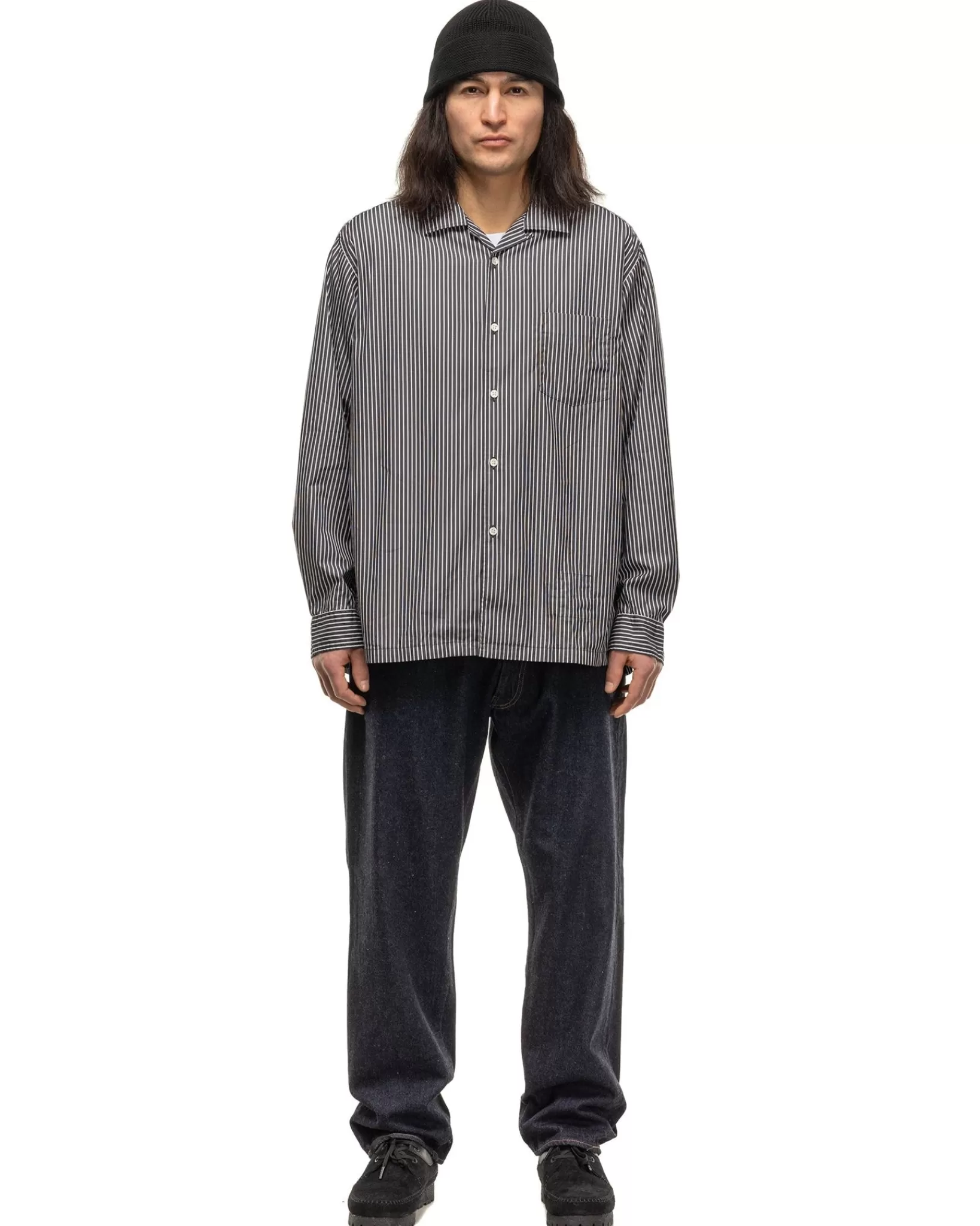 Officer L/S Shirt Cotton Broad London Stripe Black*nonnative New